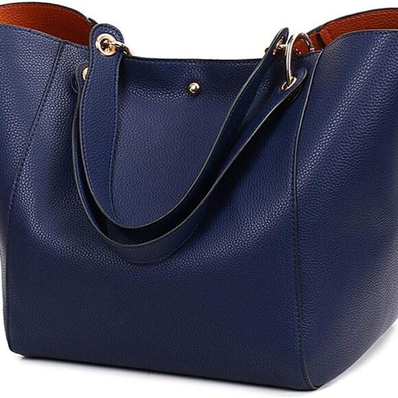 Purses and Handbags for Women Large Capacity Work Tote Bag PU Leather Bucket Sho - Picture 1 of 7